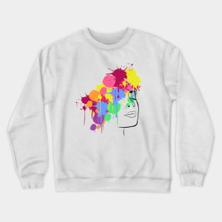 Colorful women face drippy hoodies drip merch design Crewneck Sweatshirt